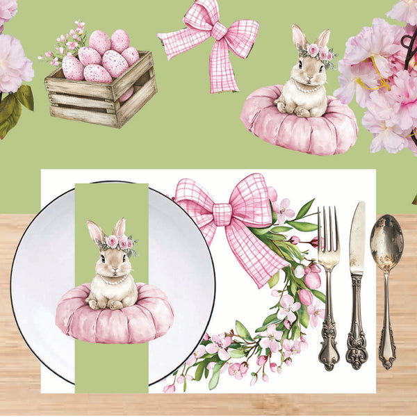 Baby Bunny Soft Pink placemats full set